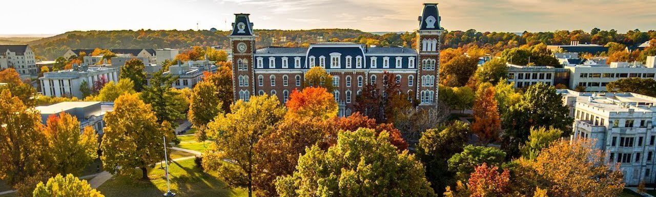 Old Main, University of Arkansas, in autumn